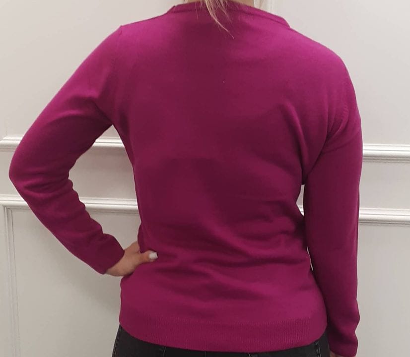 Paramount Zig Zag Diamonte Crew Neck Jumper Cerise - Image 2