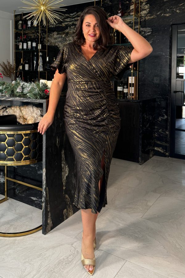 Girl In Mind Priscilla Ruched Detail Midi Dress Bl