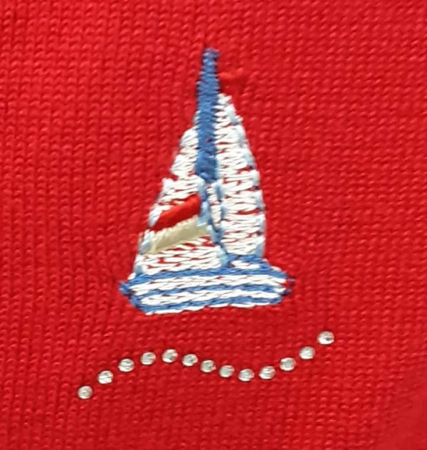 Paramour Yacht Embroidered 3/4 Sleeve Jumper Red - Image 3
