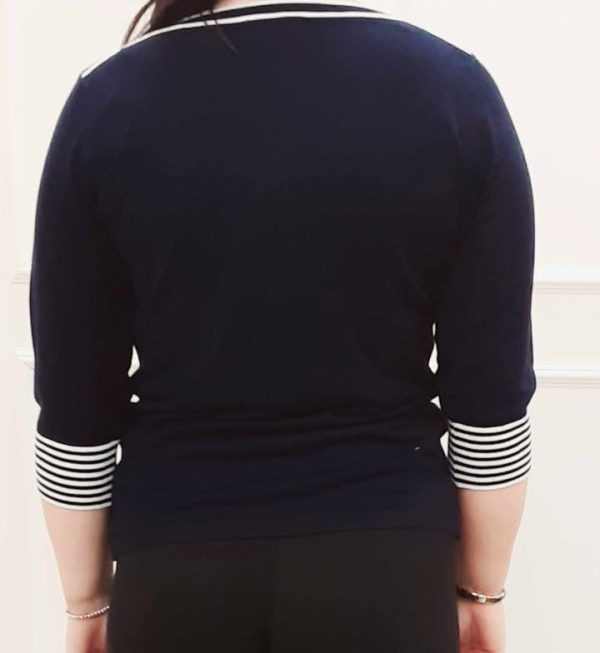 Paramour Yacht Embroidered 3/4 Sleeve Jumper Navy - Image 2