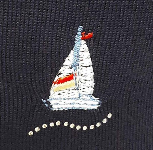 Paramour Yacht Embroidered 3/4 Sleeve Jumper Navy - Image 3