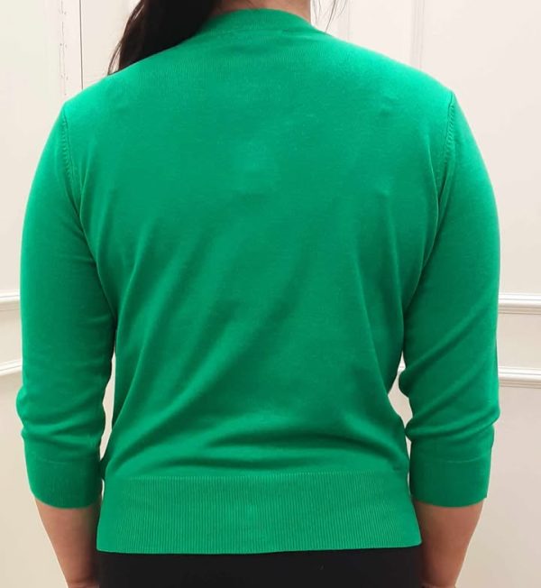 Paramour Button 3/4 Sleeve Cardigan Green - Image 2