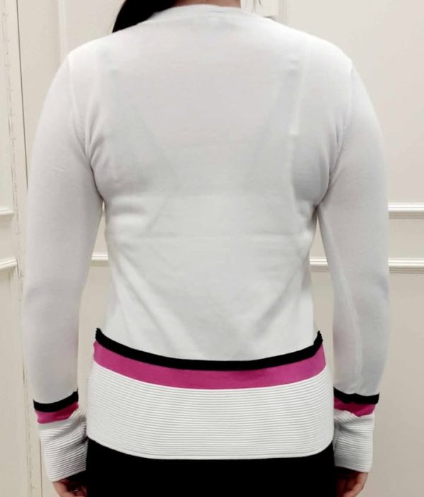 Paramour Stripe Band Rib Hem Jumper White - Image 2