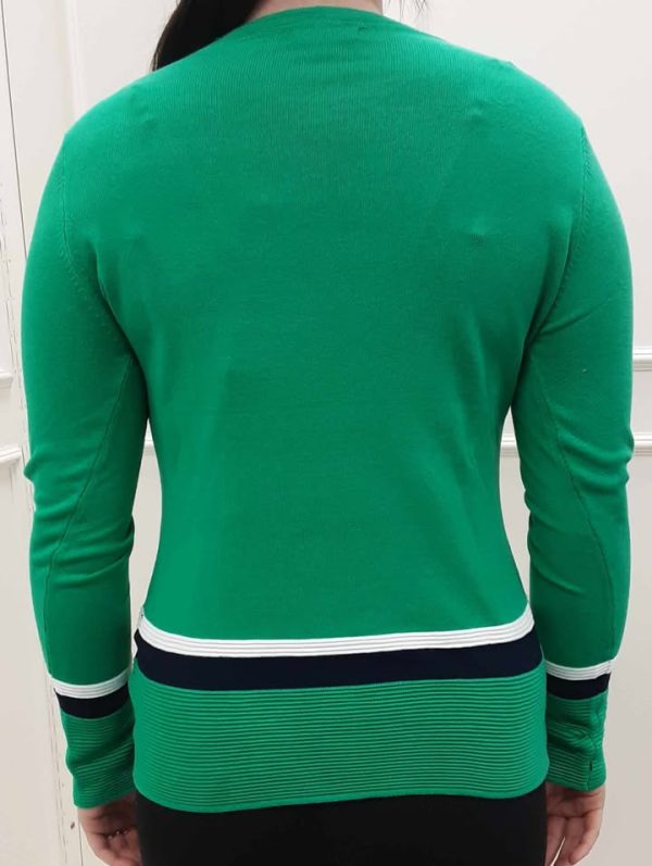 Paramour Stripe Band Rib Hem Jumper Green - Image 2