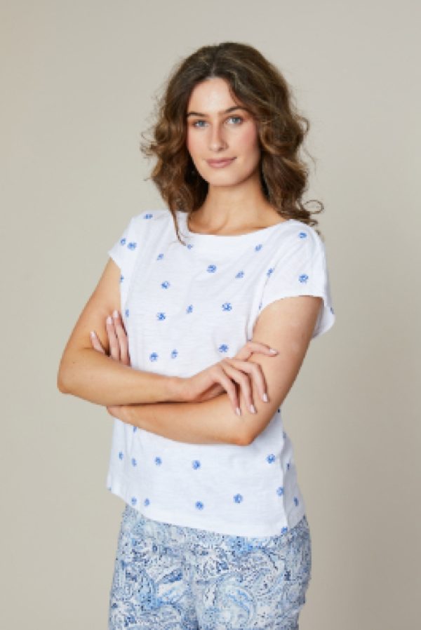 Jessica Graaf Ladies Flower Detail Tee White - Image 2