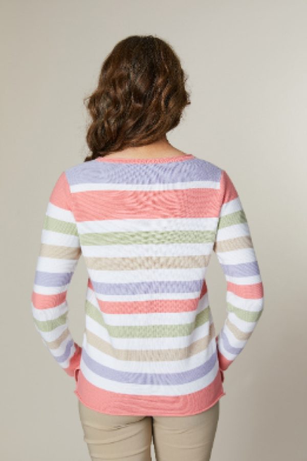 Jessica Graaf Ladies Stripe Fine Knit Jumper Lilac - Image 3