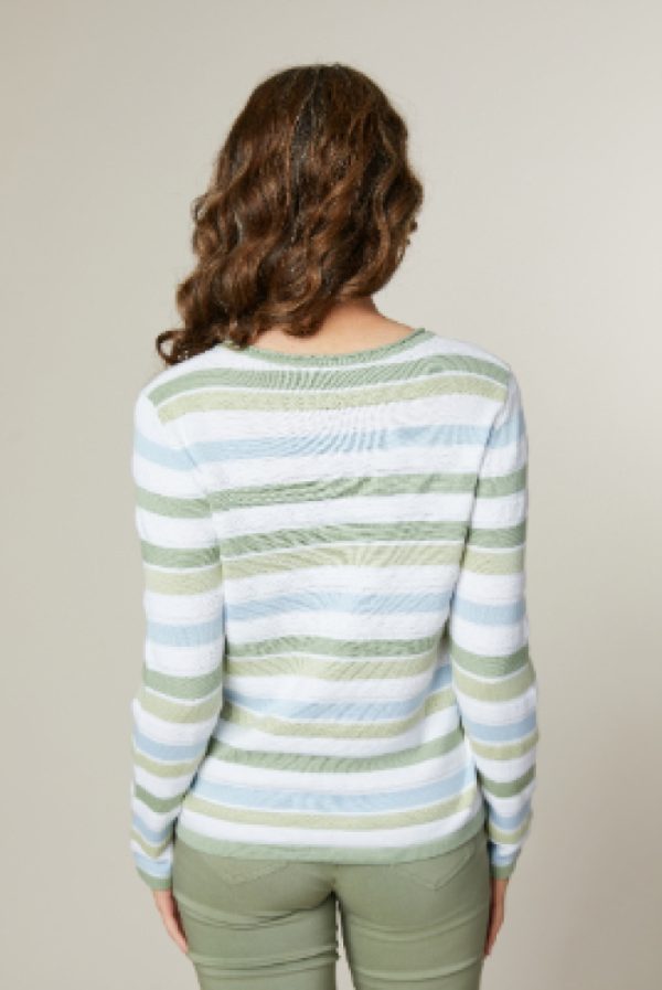 Jessica Graaf Textured Stripe Detail Jumper Olive - Image 3