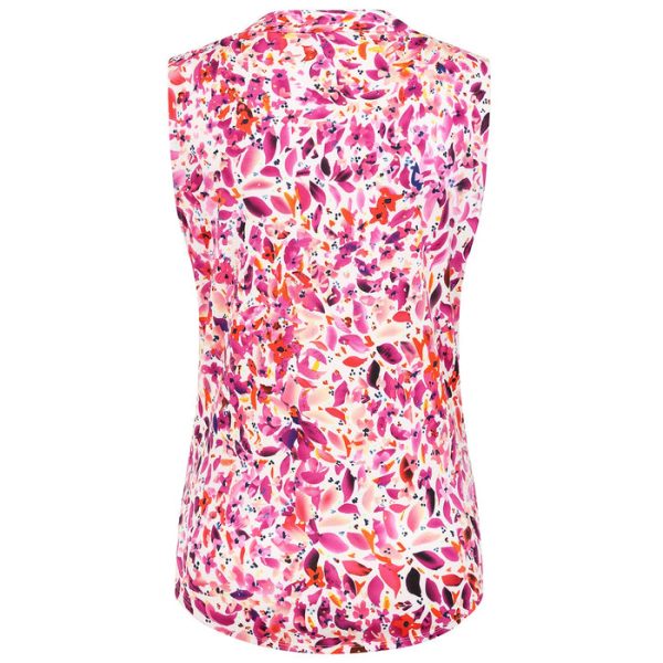 Emreco Sleeveless Leaf Mandarin Collar Top Pink - Image 4