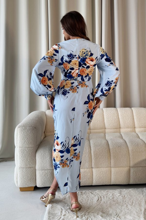 Girl In Mind Elsa Blue Floral Wrap Asymmetric Dres - Image 4