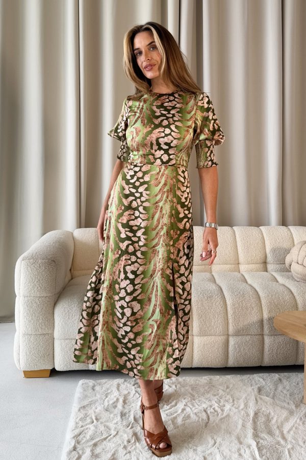 Girl In Mind Shayla Mixed Animal Shirred Cuff Midi - Image 2