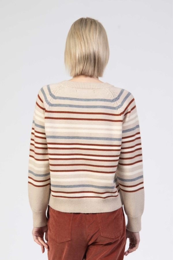 Jessica Graaf Large Button Stripe Cardi Brown - Image 3