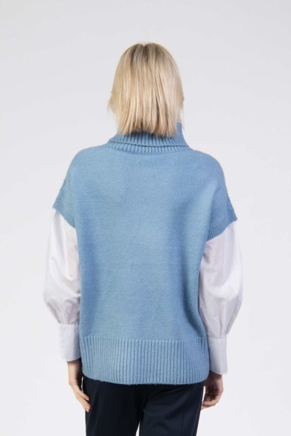 Jessica Graaf roll Neck Inset Sleeve Jumper Blue - Image 3
