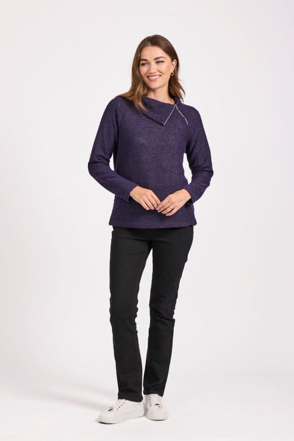 Mudflower Neck Zip Jumper Purple - Image 2