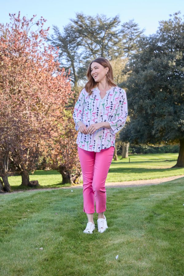 Mudflower Floral Print Sequin Blouse White - Image 2