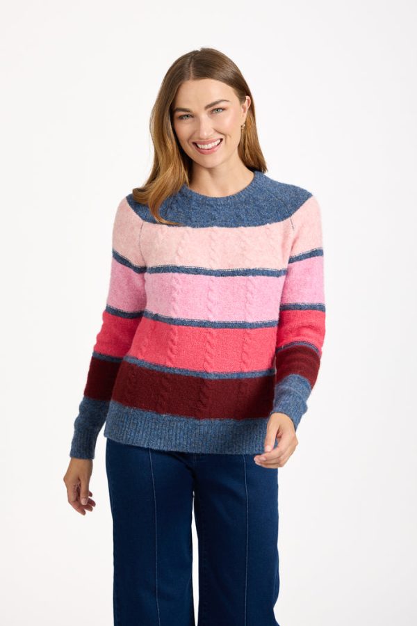 Mudflower Crew Neck Multicolour Jumper Pink