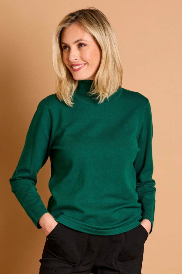 Emreco Basic Roll Neck Jumper Forest Green