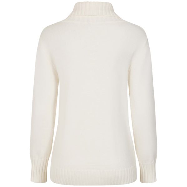 Emreco Cable Front Chunky Rol Neck Jumper Ivory - Image 4