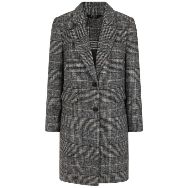 Emreco Check Revere Collar Coat Stone - Image 3