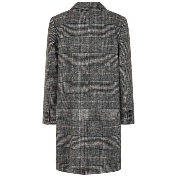 Emreco Check Revere Collar Coat Stone - Image 4