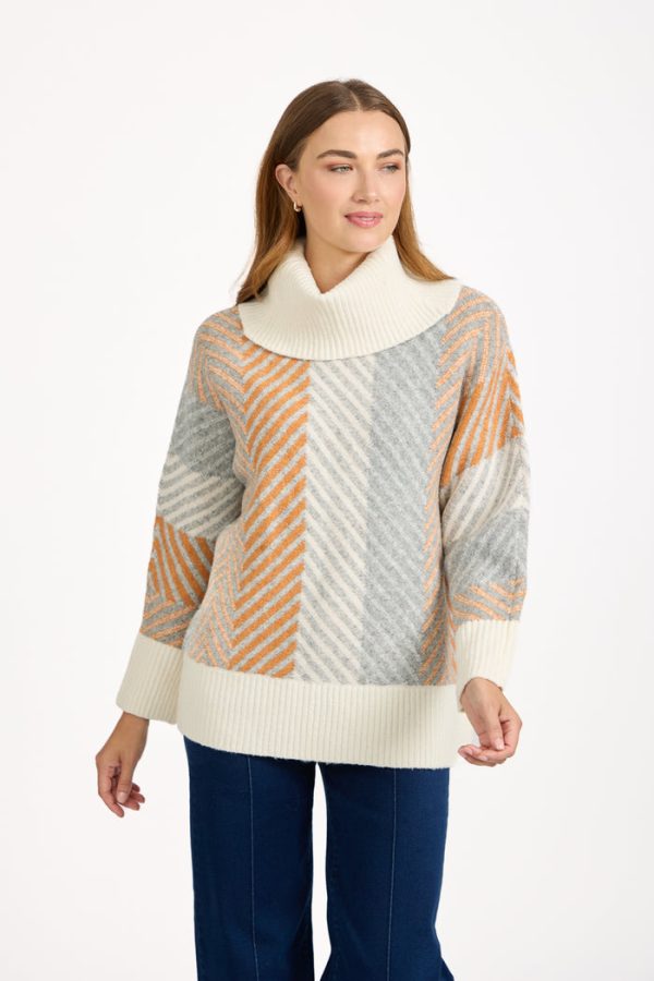 Mudflower Chunky Knit Roll Neck Jumper Grey