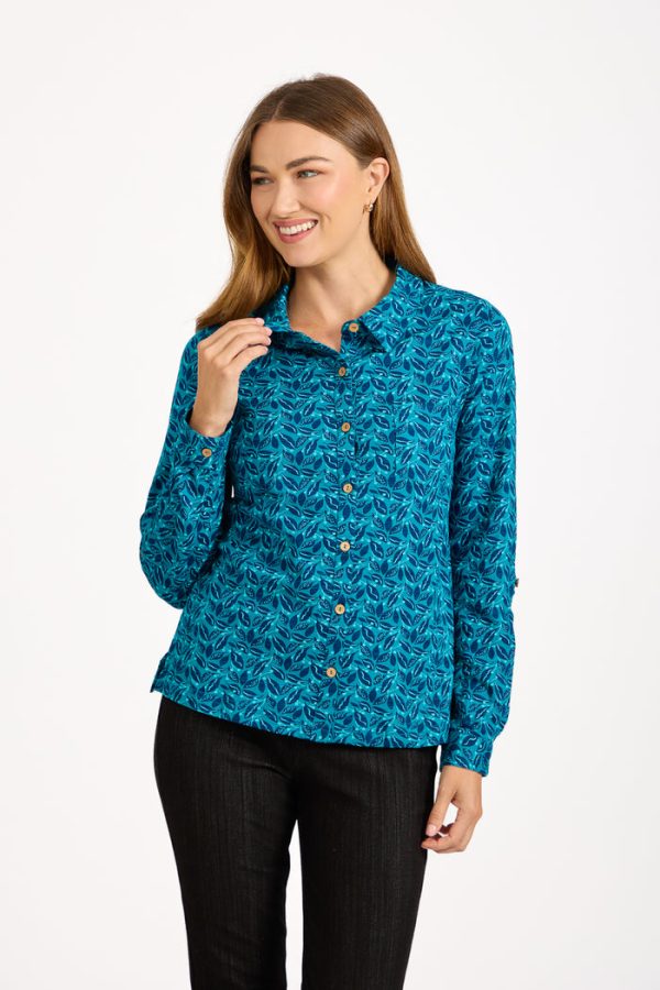 Mudflower Paisley Print Jersey Long Sleeve Top Tea