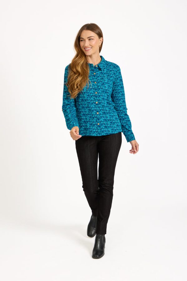 Mudflower Paisley Print Jersey Long Sleeve Top Tea - Image 2