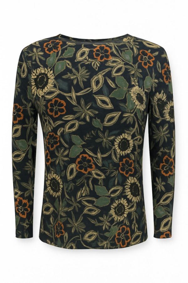 Jessica Graaf Soft Ls Floral Top Navy