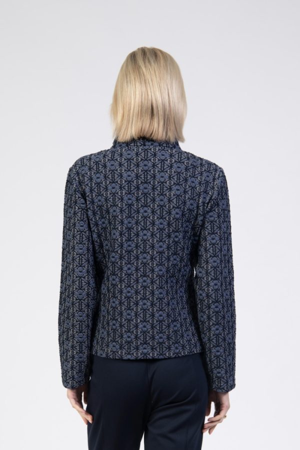 Jessica Graaf Textured Printed Zip Jacket Navy - Image 3