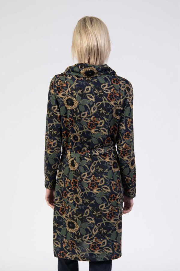 Jessica Graaf Cowl Neck Floral Belt Dress Navy - Image 3