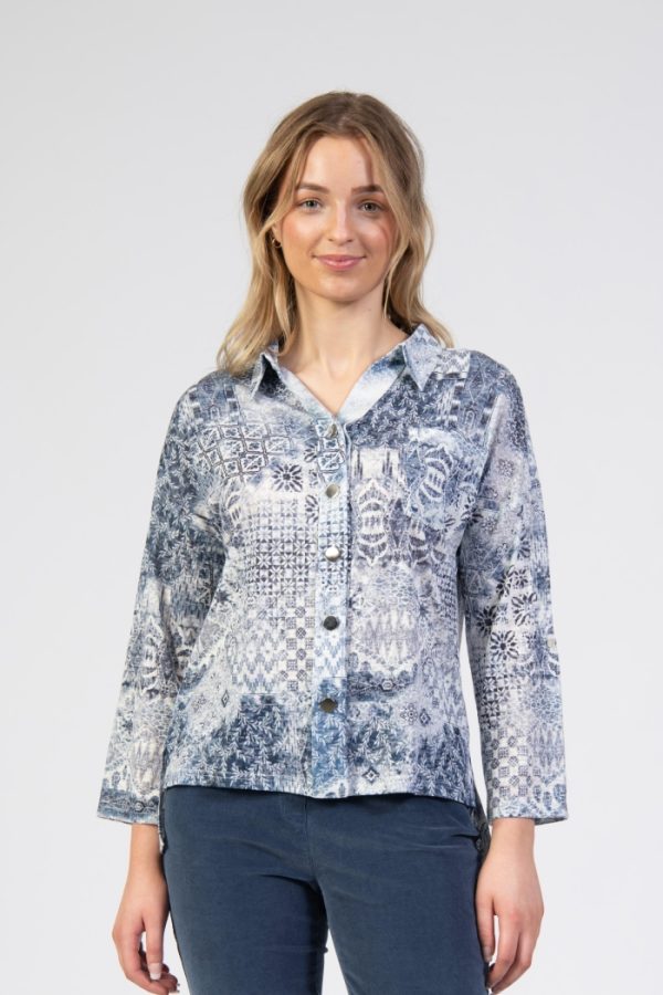 Jessica Graaf Georgian Print Top Blue