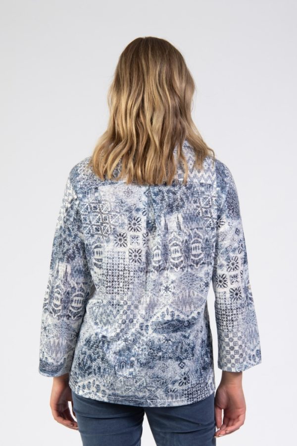 Jessica Graaf Georgian Print Top Blue - Image 2