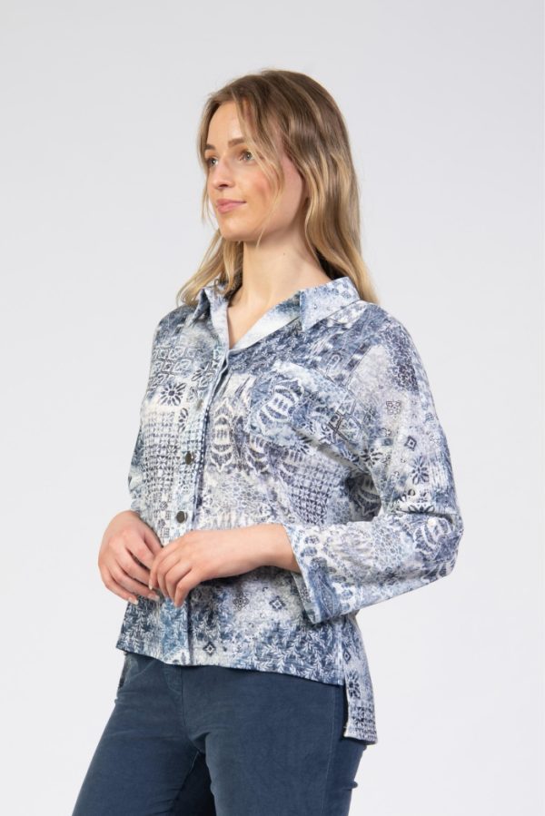 Jessica Graaf Georgian Print Top Blue - Image 3