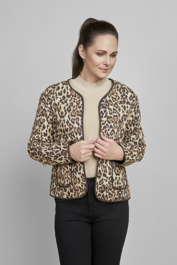 Pinns Reversible Quilted Leopard Print Jacket Blac