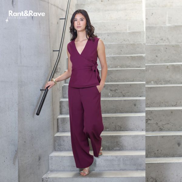 Rant & Rave Allyson Wide Leg Trouser Cranberry - Image 3