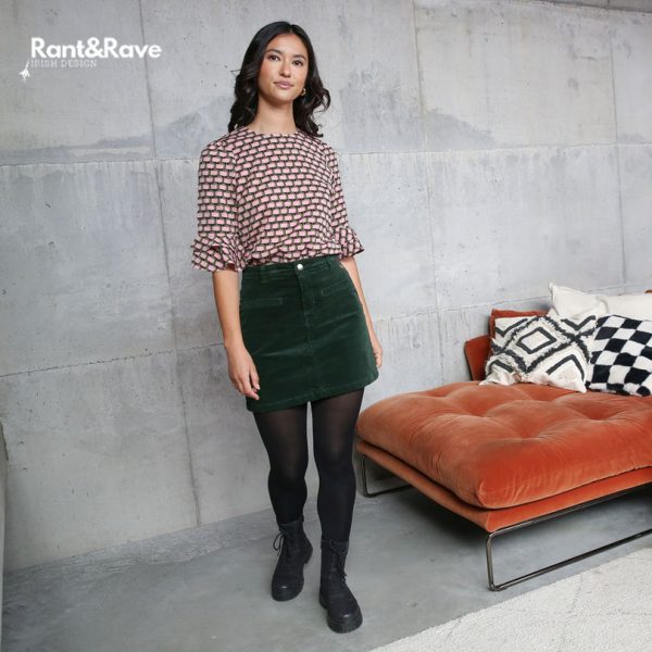 Rant & Rave Ora Cord Skirt Green
