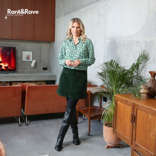 Rant & Rave Ora Cord Skirt Green - Image 2