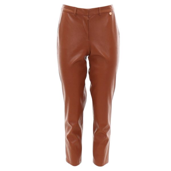 Rant & Rave Lina SP Faux Leather Trousers Tan - Image 3
