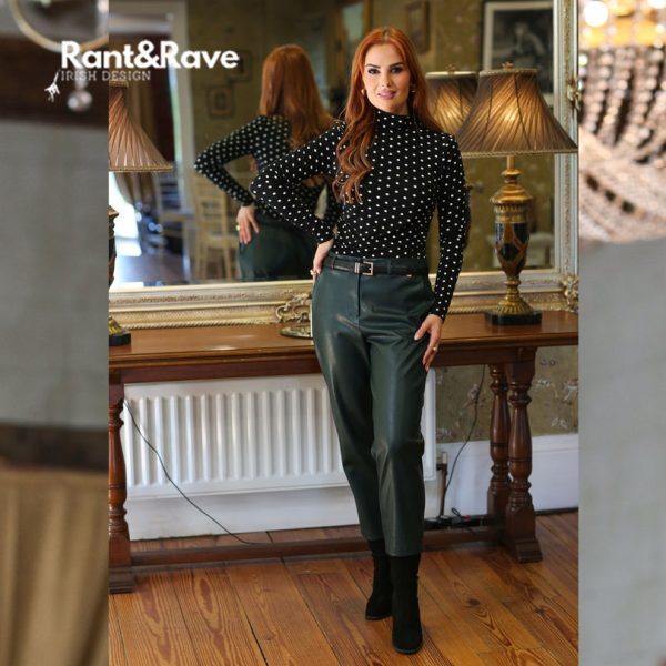 Rant & Rave Lina SP Faux Leather Trousers Green