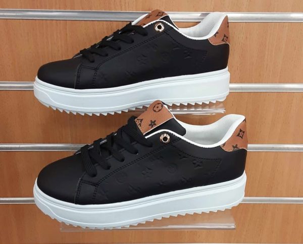 Ladies Embossed LV Style Print Runner Black