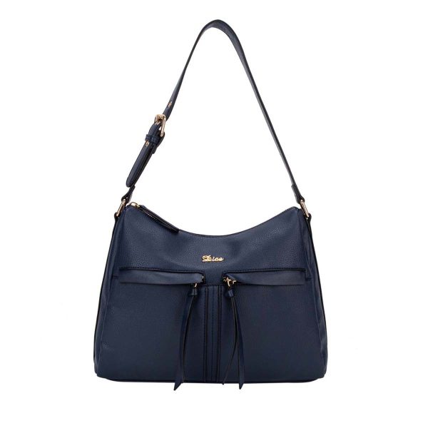Brandwell Dice Jasper Shoulder Bag Double Zip Navy