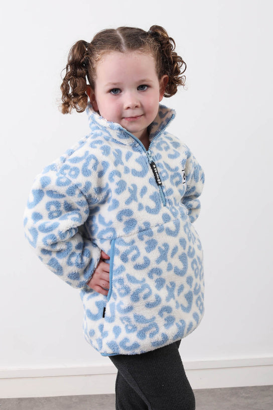 Usco Kids Leopard Half Zip Fleece Blue