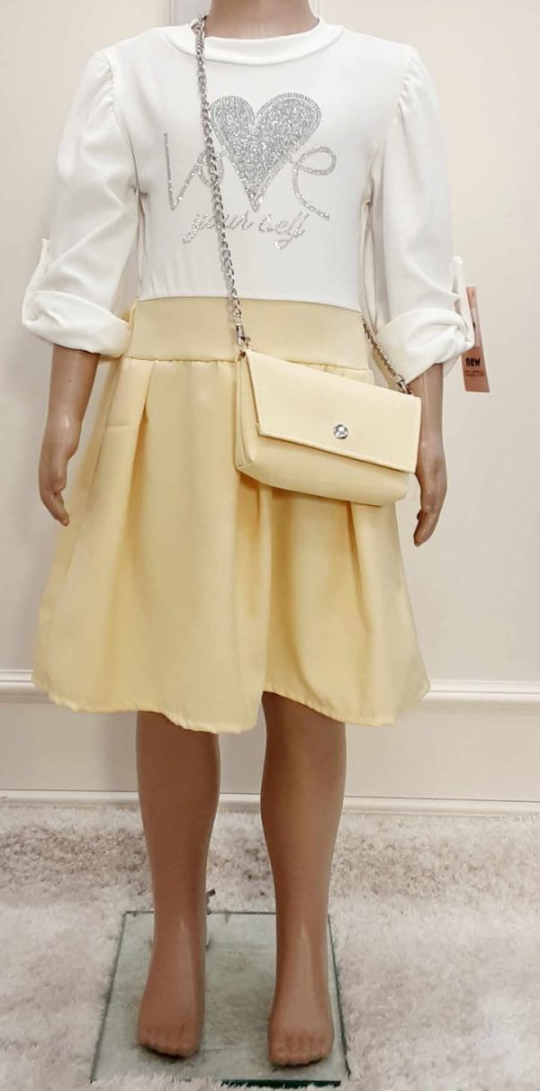 Girls Love Yourself 2pce Dress & Bag Yellow