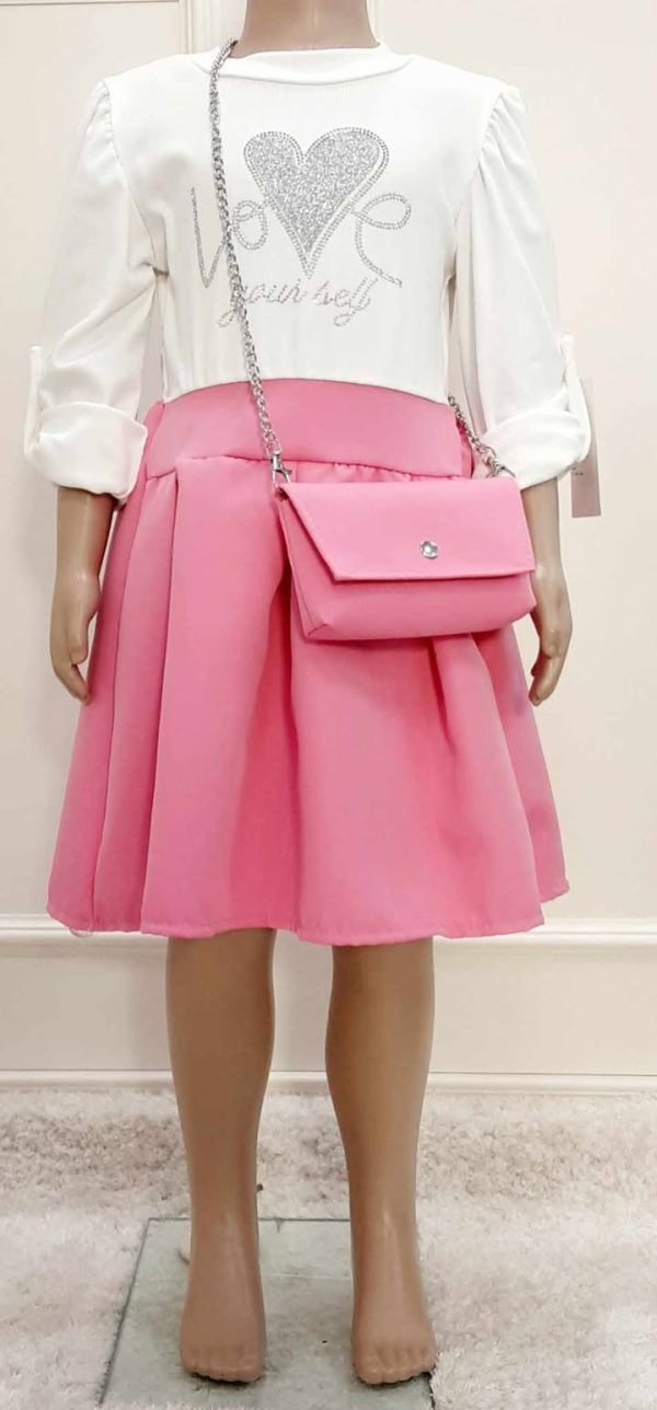 Girls Love Yourself 2pce Dress & Bag Pink