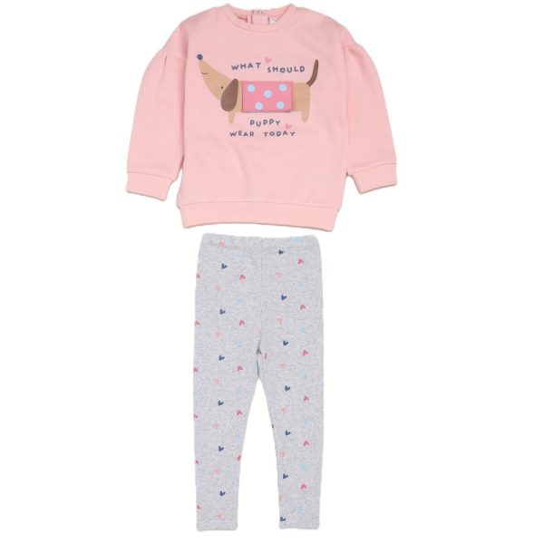 Girls Puppy 2pce Set Pink