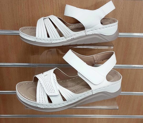 Ladies Velcro Strap Comfort Sandal White