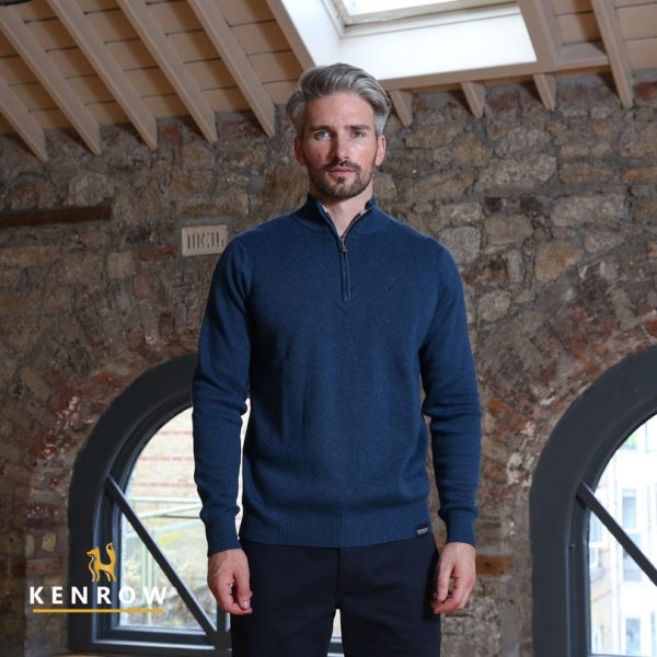 Kenrow Vince Half-Zip Knit Jumper Blue Melange