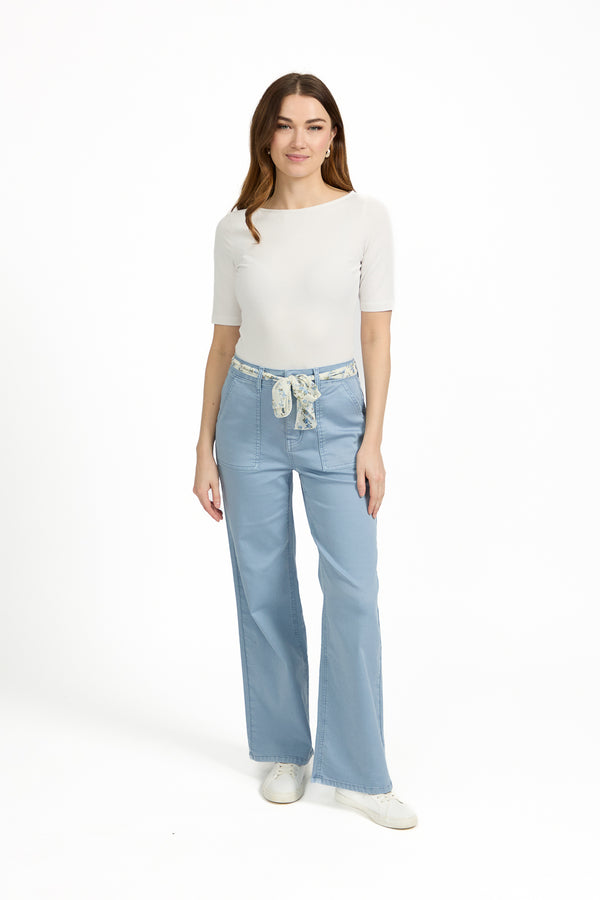 Mudflower Cargo Scarf Belt Trousers Blue