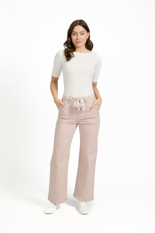 Mudflower Cargo Scarf Belt Trousers Pink