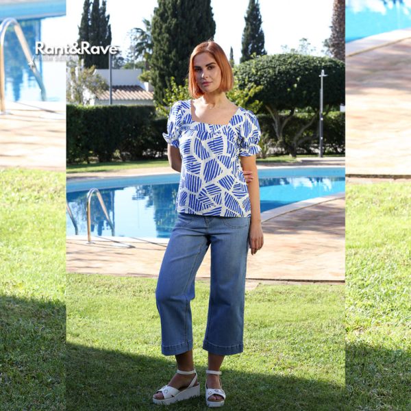 Rant & Rave Etta Wide Leg Crop Light Wash