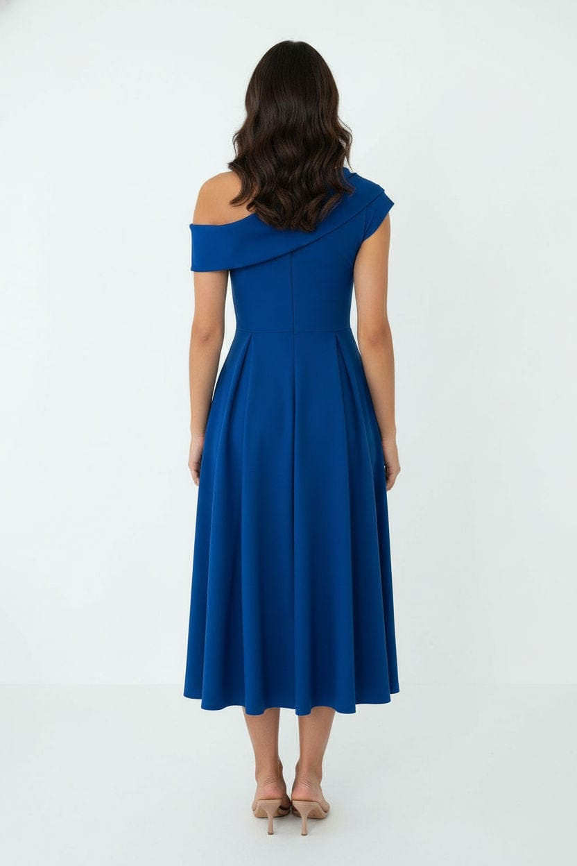 Marc Angelo Cowl One Shoulder Ruched Midi Dress Ro - Image 2